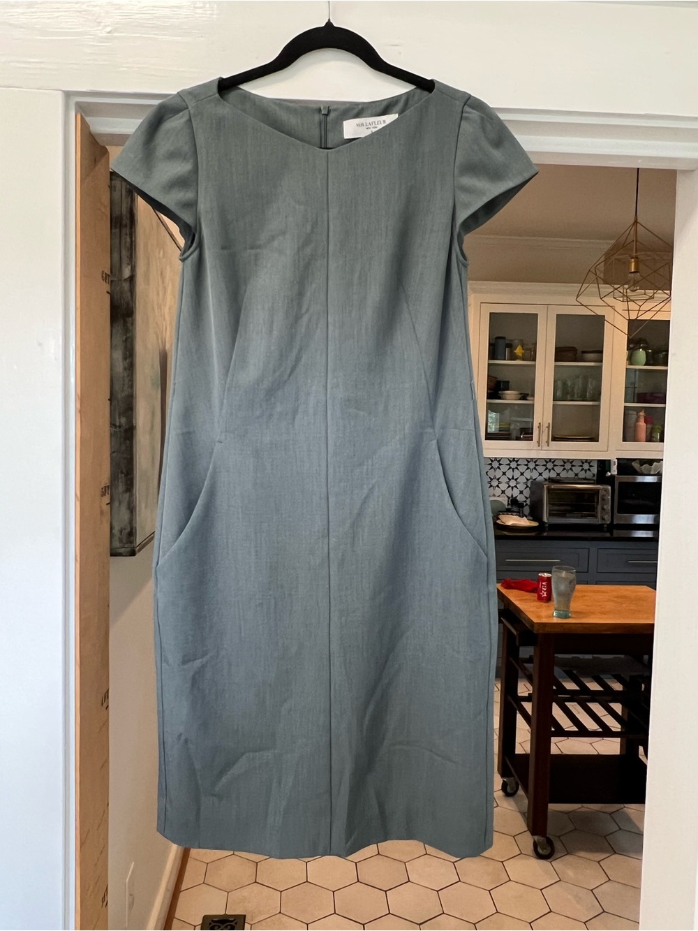 Slate Gray Cap-Sleeve Dress